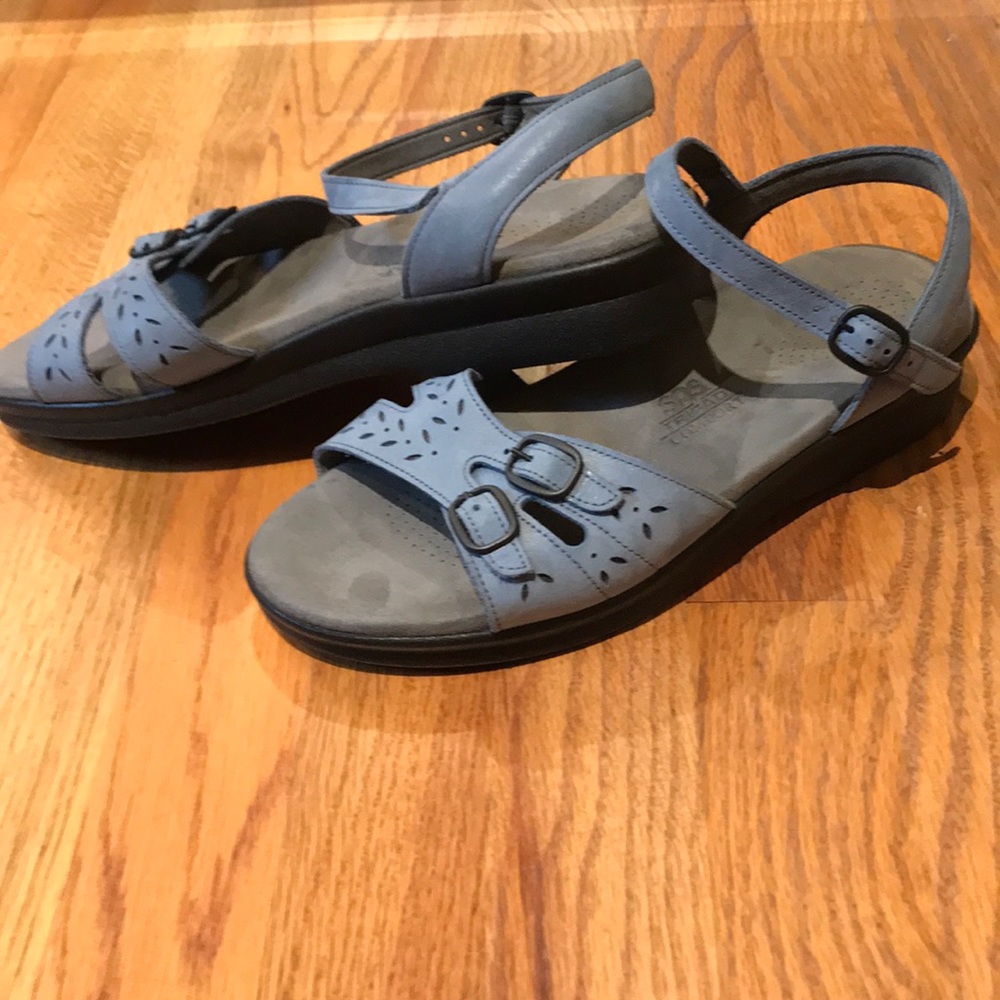 Palest of blue, butter soft suede, worn once